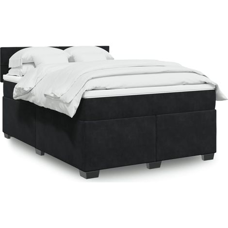 Boxspringbett mit Matratze Schwarz 140x200 cm Samt
