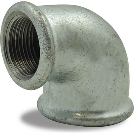 Coude réduit 90° galvanisé femelle femelle en fonte malléable Ø A: 1''1/4 Ø B: 1'' (1/2)