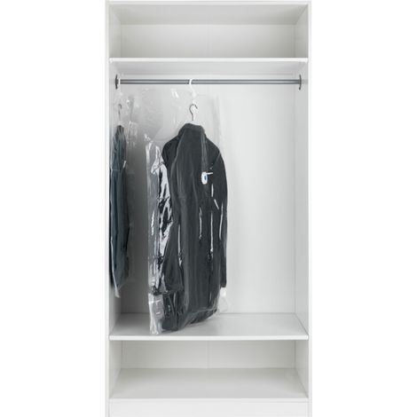 Lot de 2 housses vide d'air à suspendre L et XL, Housses sous vide, Volume gagné, Avec cintre, Idéal manteau, 70x105 cm et 70x145 cm, Transparent (1/5)
