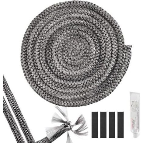 1 morceau de cordon d'étanchéité pour poêle, 12 mm x 3 m, ruban d'étanchéité pour poêles à bois, ignifugé. Fourni avec 4 morceaux de ruban haute température. (1/4)