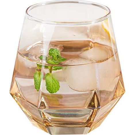 Ensemble de verres à vin 4 pièces, verre à vin sans pied de couleur arc-en-ciel, verre en forme de diamant de 10 oz, meilleur choix pour offrir en cadeau (1/5)