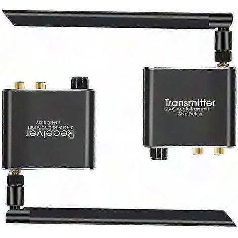 Adaptateur audio sans fil 2,4G 50M, émetteur/récepteur avec sortie RCA 3,5mm R/L, compatible chaînes stéréo européennes (1/5)