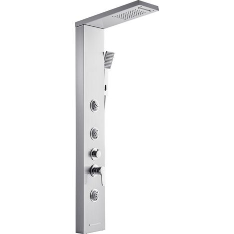 Colonne de douche avec pommeau de douche effet pluie et cascade, colonne de douche de 135 cm en acier inoxydable brossé, robinet à 5 fonctions, système de massage mural effet pluie avec 3 jets corpore (1/5)