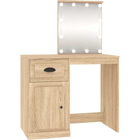 Maison Exclusive - Coiffeuse avec LED chêne sonoma 90x50x132,5cm bois d'ingénierie (1/5)