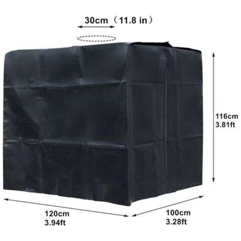 S-giant Bâche Réservoir d'eau IBC 1000 L Couverture Container Citerne Eau Pluie avec Fermeture éclair Coupe-Vent Anti-UV 210D Résistant à la Déchirure-Noir (1/5)