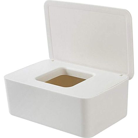 blanc Bote de rangement pour lingettes humides, bote de rangement pour serviettes, distributeur de lingettes pour bébé, avec couvercle pour la maison ou le bureau (1/5)