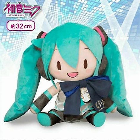 (Avec un nœud papillon) Peluche Hatsune Miku Kawaii de 32 cm, style anime, nouvelle peluche avec nœud papillon, coussin/décoration pour canapé ou chambre (1/5)