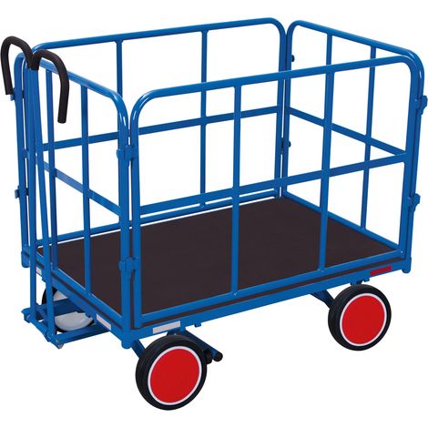 VARIOfit Handpritschenwagen mit 4 Rohrgitterwänden Vollgummibereifung 1.140 x 740 mm Traglast 700 kg