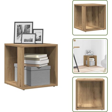 The Living Store Tavolino da Salotto Rovere Artigianale 33x33x34cm in Truciolato - Tavolino angolare