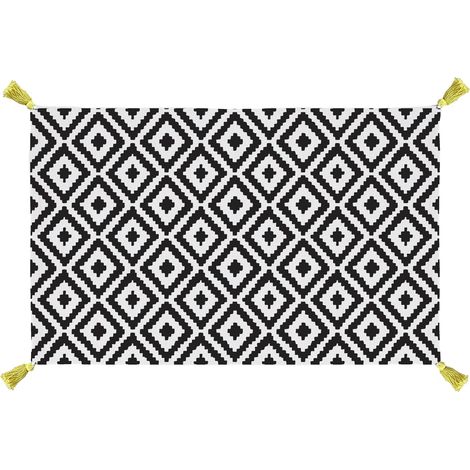Tapis de bain "Graphisme et Pompons" Noir 70x50 cm (1/3)