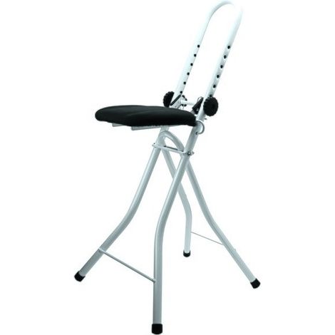 MSV – Tabouret de repassage ajustable et pliable en acier – Hauteur réglable 17-32,5cm – Assise rembourrée pour confort – Poids max 100kg