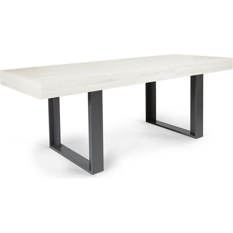 Idmarket – Table à manger extensible rectangle 4-8 personnes – Bois gris – Longueur 160-200 cm – Style industriel moderne – Stable et robuste