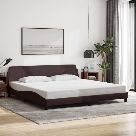 Estructura de cama Dover tela marrón oscuro 200x200 cm vidaXL (1/5)