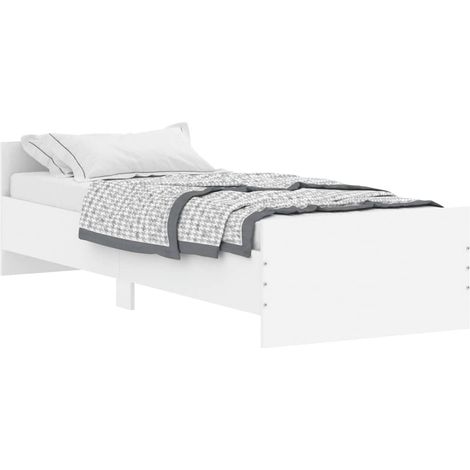 Cadre de lit blanc 75x190 petit simple bois d'ingénierie (1/5)