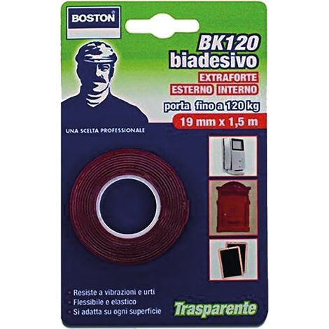 NASTRO BIADESIVO EXTRA FORTE INVISIBILE mm. 19 x 1,5 mt  - BOSTON