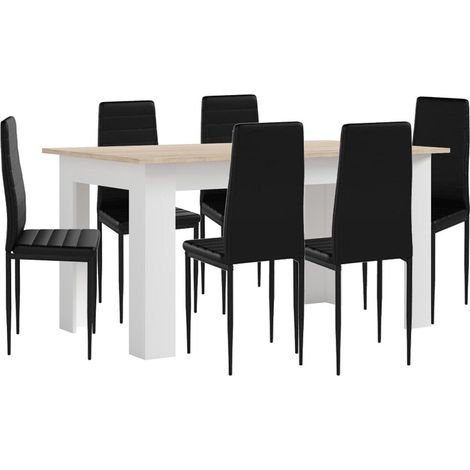 Pack Mesa de Comedor o Cocina + 6 Sillas en Polipiel/metal