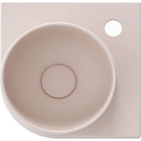 Ravak Yard - Lave-mains d’angle 28 x28 cm, sans trop-plein, trou pour robinet, Alabaster Pink XJX0G228000 (1/5)
