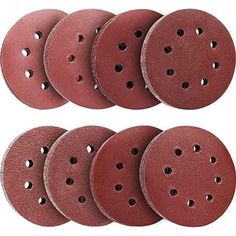 Lot de 80 disques abrasifs de 125 mm pour le polissage du bois et du métal (100 x grain abrasif 60/80/100/120/180/240/320/400).