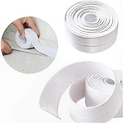 Wasserdichtes, weißes Klebeband zur Wandabdichtung und Fugenversiegelung für Bad, Küche, Dusche und WC, 3,2 m x 38 mm. (1/5)