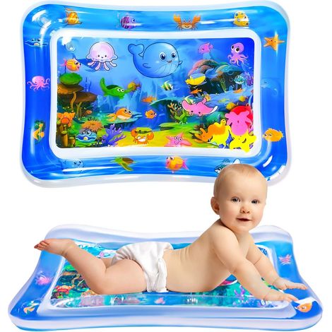 1 Tapis d'eau, 70x50 cm, PVC 0,3 mm, 6 animaux marins, jeu sensoriel, nourrisson 3-36 mois (1/5)