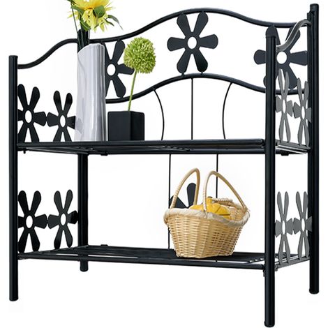 Deuba – Étagère en métal 2 à 5 niveaux – Rangement 50 à 112 cm – Décor floral – Structure solide en acier – Montage facile