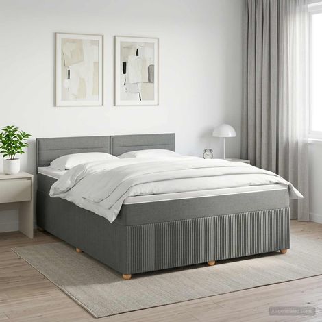 Lit boxspring avec matelas Gris foncé 140 x 190 cm Tissu (1/5)
