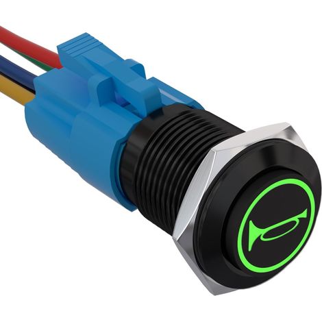 Interrupteur à bouton poussoir 16 mm LED verte étanche IP65 12 V pour voiture et bateau (1/5)