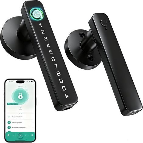 Serratura intelligente 5 in 1 con controllo remoto tramite app per impronte digitali, scheda IC, codice e chiave - Serratura intelligente per casa, appartamento, ufficio, hotel e abitazione (1/5)