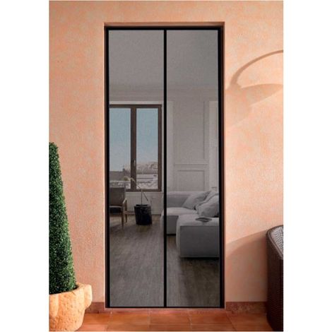 ZANZARIERA C/TELAIO XL PORTE 150X250 MARRONE STRISCE MAGNETICHE RIDUCIB.