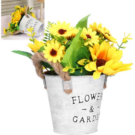 Plante Pot de Tournesol Simulé Floraison Haute Simulation Table Fleur Faux Jaune Décor Maison Bouquet (1/5)