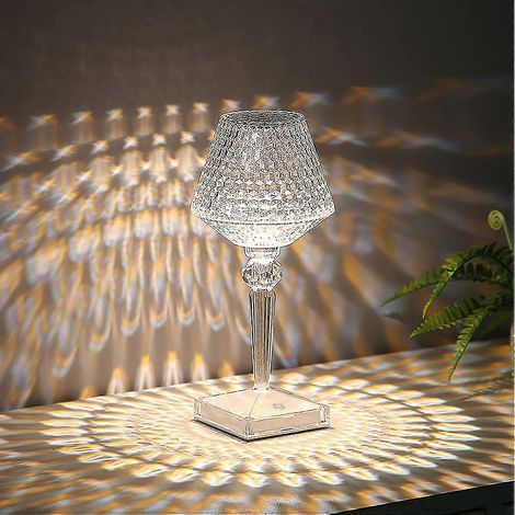 Berührungsempfindliche Kristall-Nachttischlampe mit einstellbarer Helligkeit, kabellos, per USB aufladbar, ideal für Wohnzimmer, Schlafzimmer, Restaurants, Bars und Hotels. (1/4)