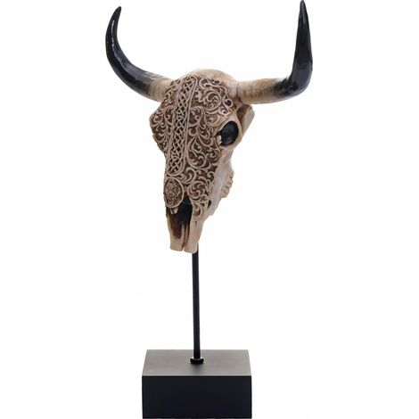 Trofeo decorativo con testa di mucca e testa di toro con poliresina trivale 47x30x12 cm 040002840