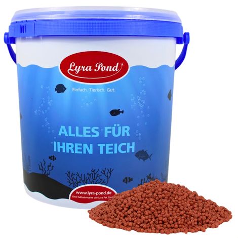 10 litres (3,7 kg) Lyra Pond® Pond Colour Astax Koi Pellets Nourriture pour poissons de bassin + seau (1/5)
