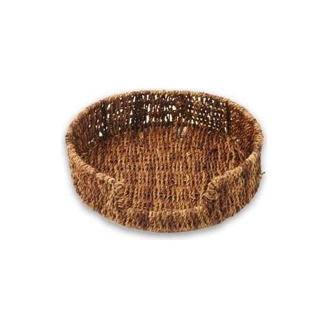 Grand porte-assiettes en herbe tressée marron, diam. 26, H. 7 cm (lot de 10)