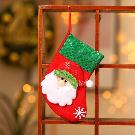 Bas de Noël, 10 pièces Bas de Noël, Bas de Noël suspendus, Sacs de bas de Noël, Bas de Noël pour cheminée, Décorations de Noël Bas de Noël Paillettes Bas de Noël et suspensions 【Old Man】