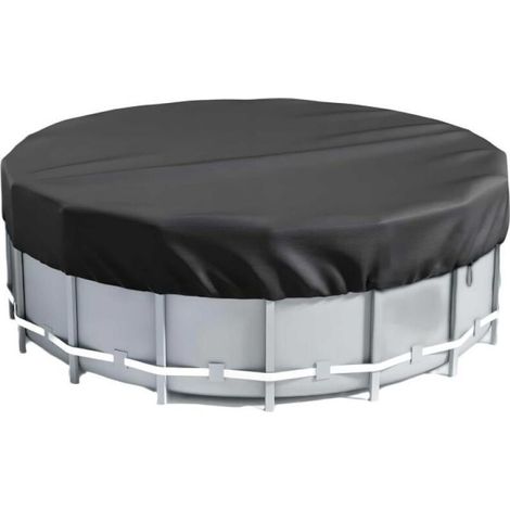 Noir,Bâche d'hiver ronde de 3,7 m, couverture ronde hors sol de 3,7 m, couverture ronde 420D pour piscine hors sol avec attache de corde et clous de sol, empêche les débris d'entrer, résistante au fro (1/5)