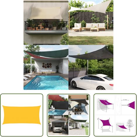 The Living Store Voile d'ombrage 160 g/m² Jaune 3x6 m PEHD - Parasol - Voile D'ombrage - Parasol Rectangulaire - Parasol Extérieur - Parasol Jardin (1/5)