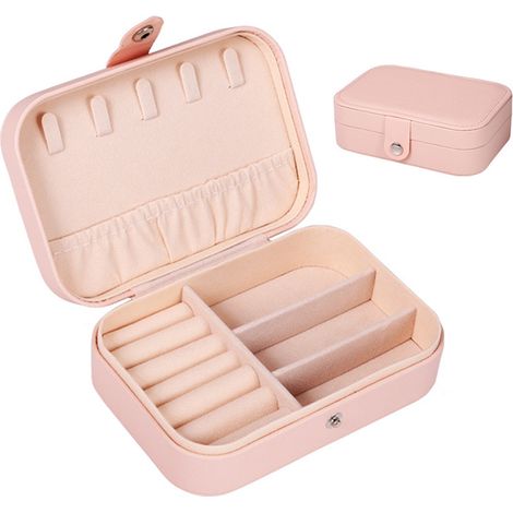 Caja De Almacenamiento Para Joyas - Cuero Sintético Pu - 16 X 11 X 5 Cm - Para Pendientes Collares Anillos - 1 Unidad (1/5)