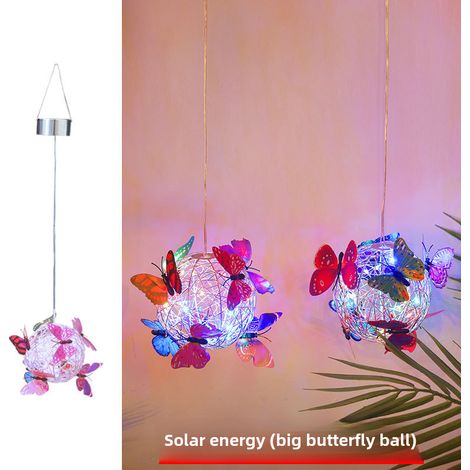 Nouvelle boule lumineuse solaire LED en forme de papillon à suspendre aux arbres, pour l'extérieur, dans la cour ou le jardin. Papillon lumineux (grand papillon multicolore) (1/5)