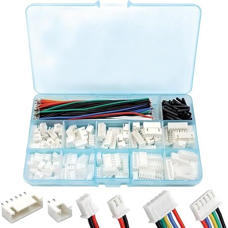 Connecteurs JST XH 2.54 mm, Adaptateur Mâle Femelle Câbles Pré-Crimpés, Ensemble 2/3/4/5/6/7 Broches, Fils Silicone 22AWG, Tubes Thermorétractables Pince, Imprimante 3D (1/5)