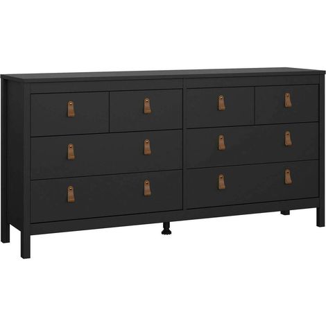 Buffet Kovsova, Bahut 8 Tiroirs, Porte Coulissantes, 38.4x159.6x79.7h cm Noir (1/5)