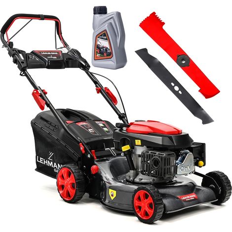 Tondeuse thermique autotractée 146 cm³ – Moteur OHV 2,6 kW – Largeur de coupe 42 cm – 5 niveaux de hauteur 25-70 mm – Bac 40 l pour 2000 m² (1/5)