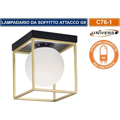 PLAFONIERA LAMPADARIO DA SOFFITTO STILE MINIMALISTA SFERA IN VETRO CON ATTACCO PER LAMPADINE G9 (1/4)