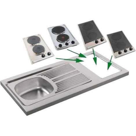 Lavello da cucina 100x60cm con foro per Domino (non fornito), reversibile. (1/4)