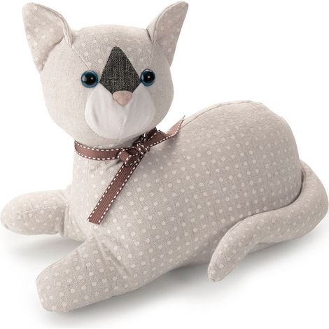 Tope de puerta textil decorativo, modelo gato, 28 x 13 x 23 cm (1/2)
