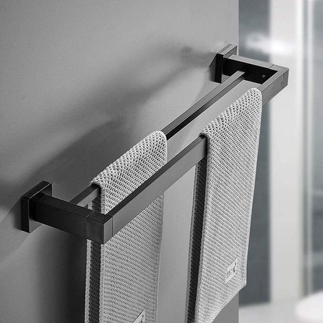 Serviette Noir Mat Double Barre Porte-Serviettes Support Mural en Acier Inoxydable 2 Barres Étagère De Salle De Bain Accessoires De Salle De Bain (Size : 40CM) (1/5)