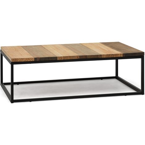 Mesa de Centro Preston Negra 120x80x38cm con tablero de madera maciza de piezas tricolor Box Furniture (1/5)
