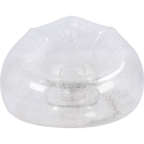 Chaise gonflable confortable et relaxante, transparente, ergonomique, gain de place, canapé gonflable en PVC, argent. (1/5)
