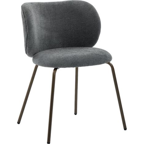 Chaise de salle à manger en velours chenille, lot de 1, sans accoudoirs, pieds en métal bronze (1/5)