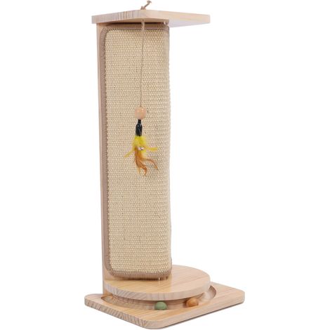 Grattoir d'angle mural pour chat en bois de pin, hauteur réglable, protège les meubles, Structure Stable, tapis à gratter avec Teaser pour l'intérieur de la maison (1/5)